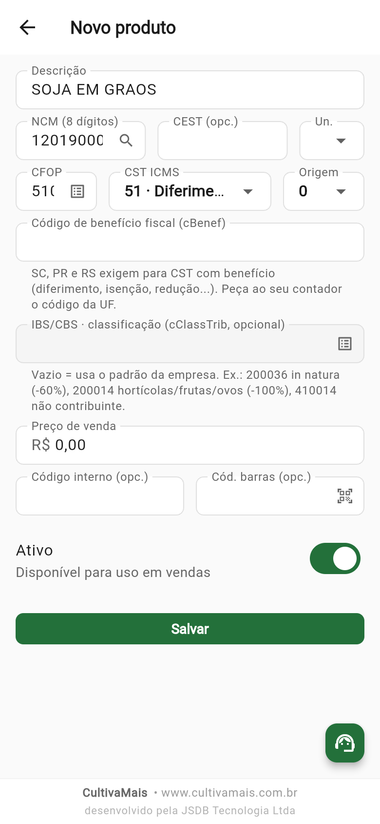 Novo produto