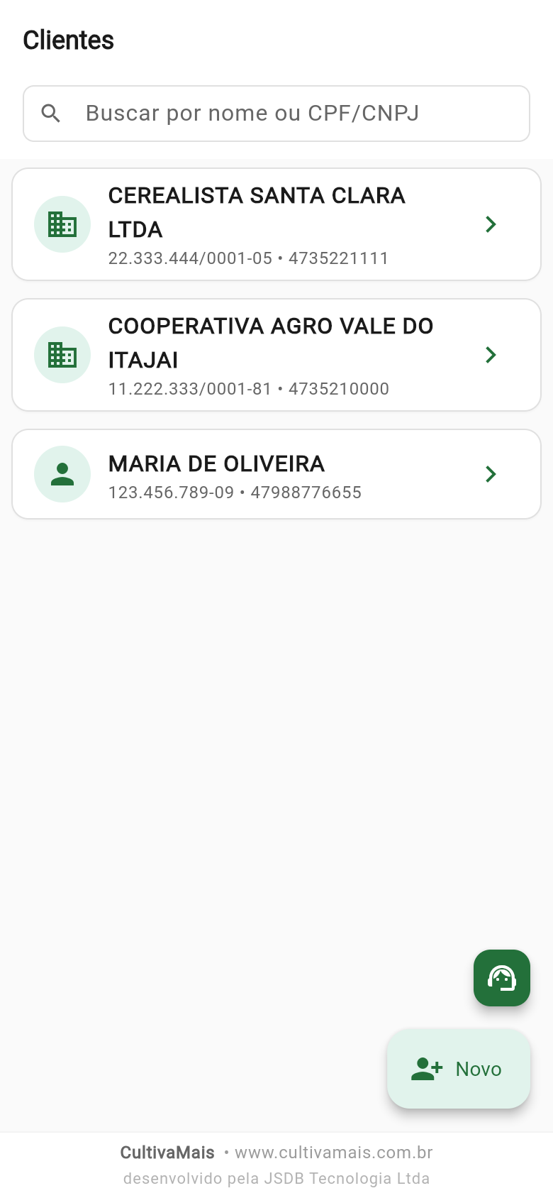 Lista de clientes