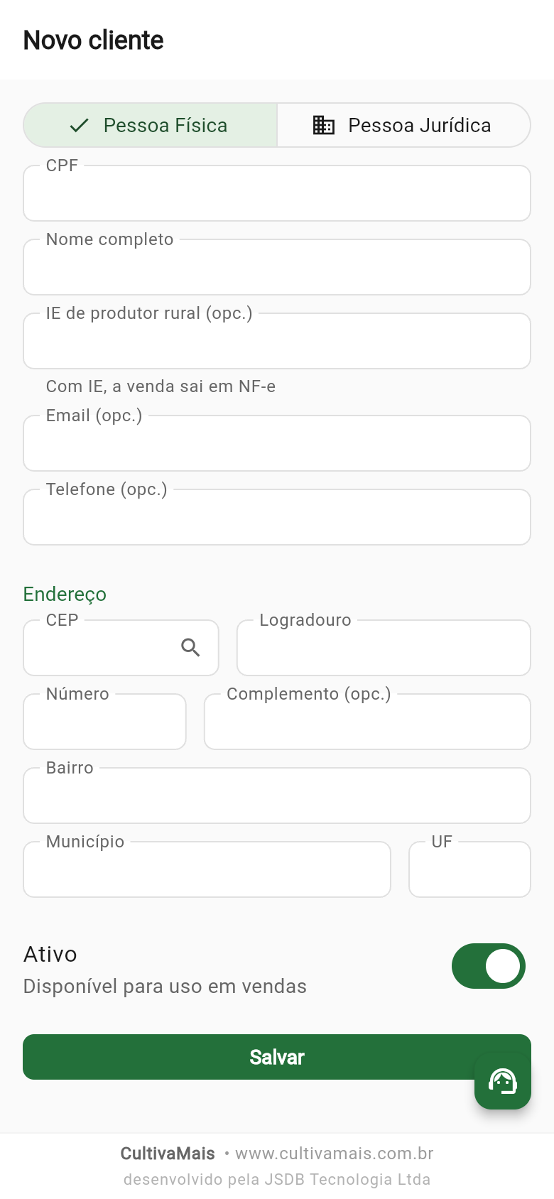 Novo cliente