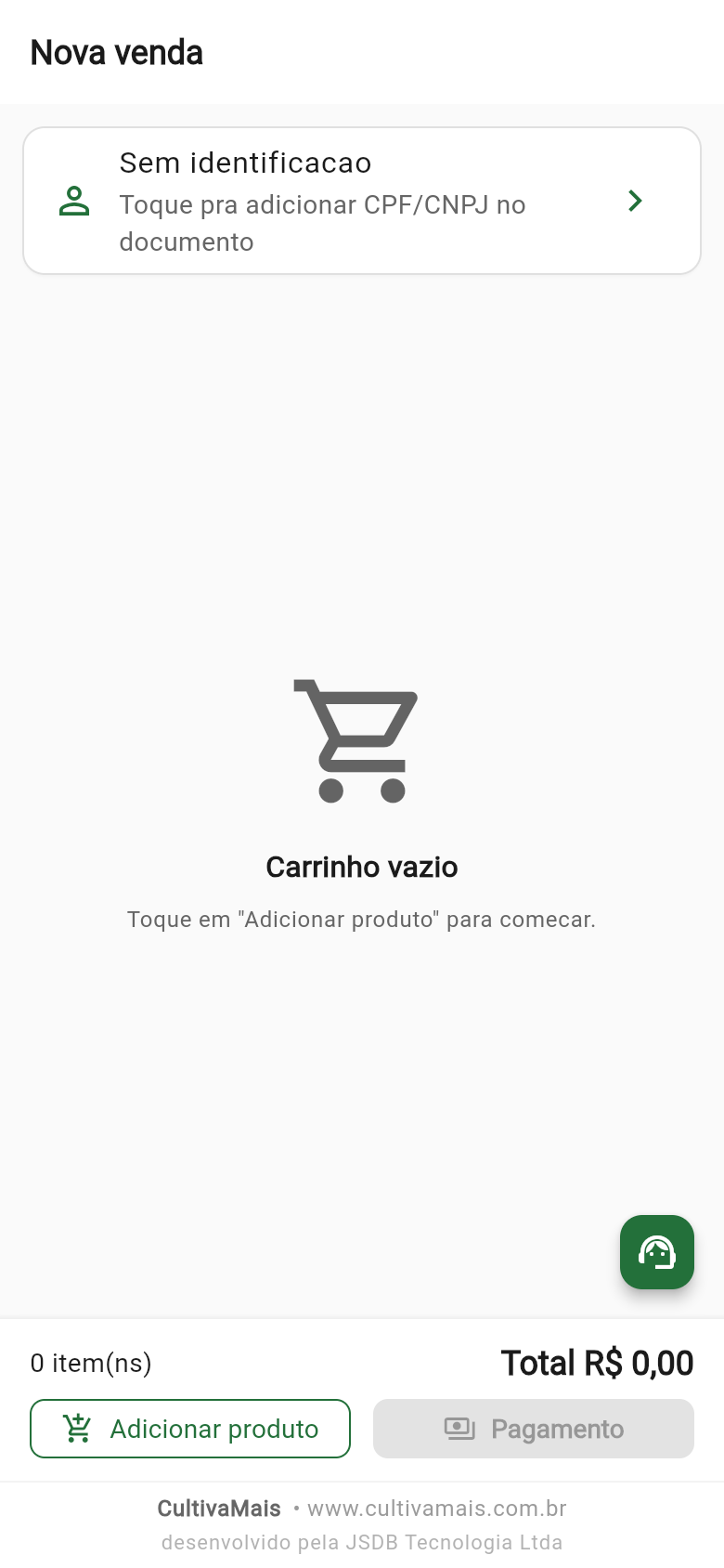 Nova venda vazia