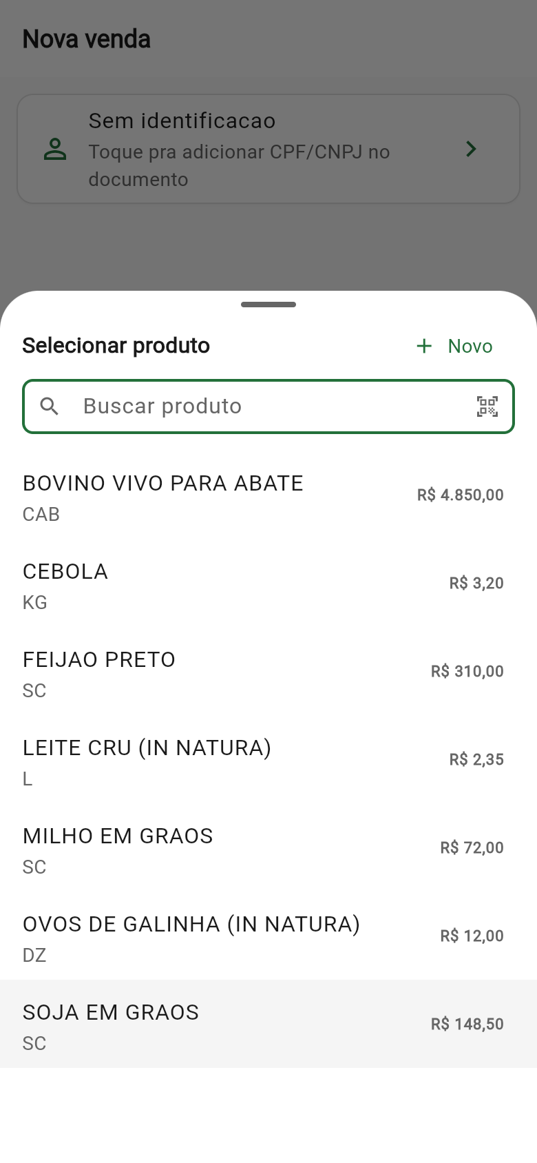 Seletor de produto