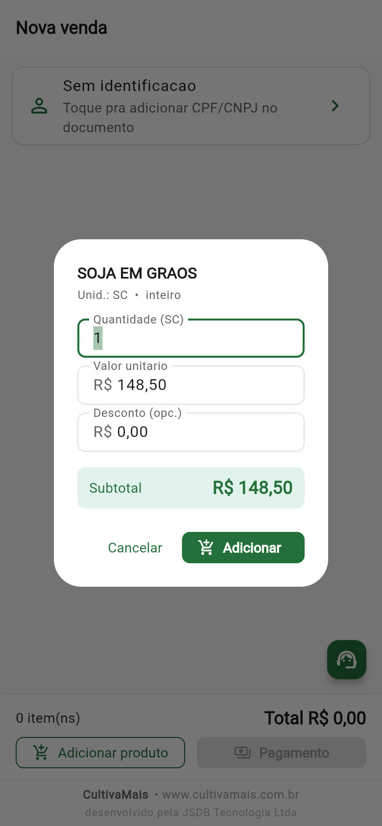 Diálogo de item