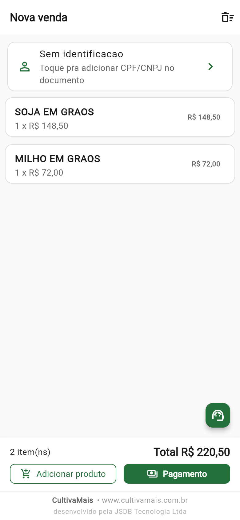 Carrinho com item