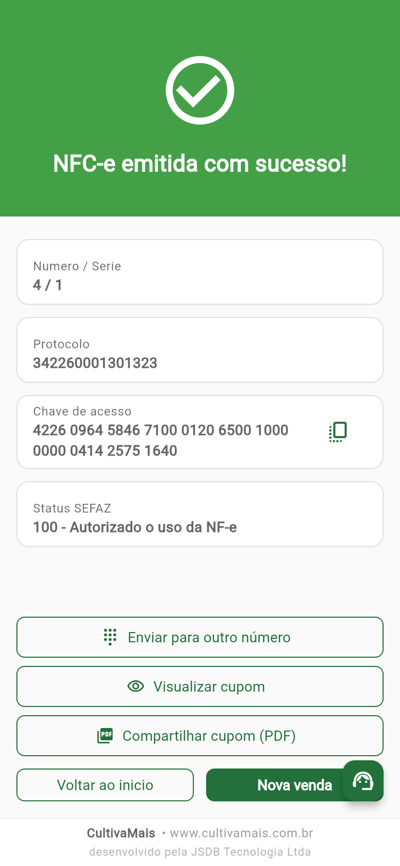 NFC-e autorizada