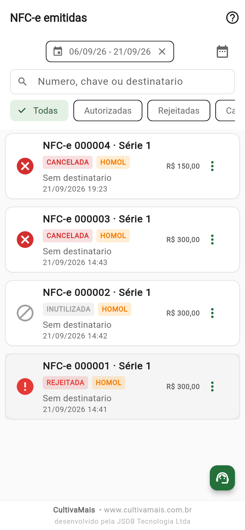 Número inutilizado